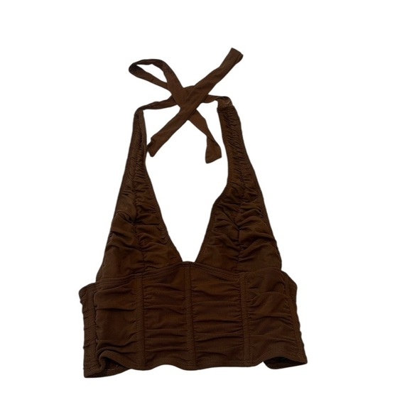 Edikted Brown Mesh Halter Corset Crop Top XS - Picture 10 of 10